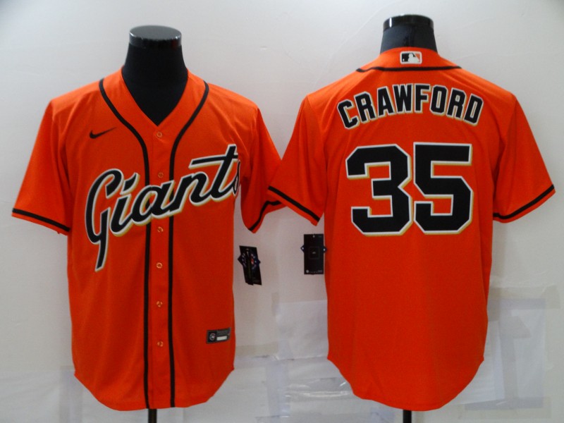 Men San Francisco Giants #35 Crawford Orange Game Nike 2021 MLB Jersey